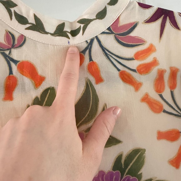 Farm Rio Winter Garden Ruffle Long Sleeve Maxi Dress Cream Floral Boho Size XS - Picture 6 of 9